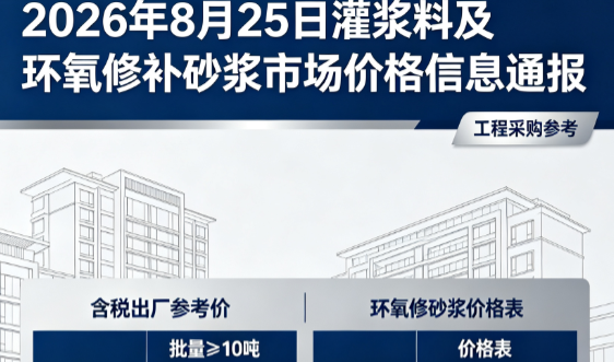 渔薪镇2026年8月25日灌浆料及环氧修补砂浆市场价格信息通报